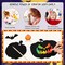 36 Pieces Halloween Scratch Paper Crafts Kit Bulk of Halloween Pumpkins Magic Rainbow Scratch Art for Kids DIY Party Ornaments Halloween Decor with 12 Wooden Sticks and 36 Colorful Ribbons
